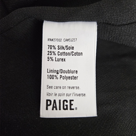 Paige Shandi Blouse Silk Black Ruffle Flutter One Shoulder Lined Top Large - Picture 8 of 10